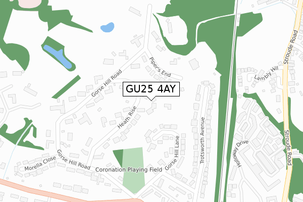 GU25 4AY map - large scale - OS Open Zoomstack (Ordnance Survey)