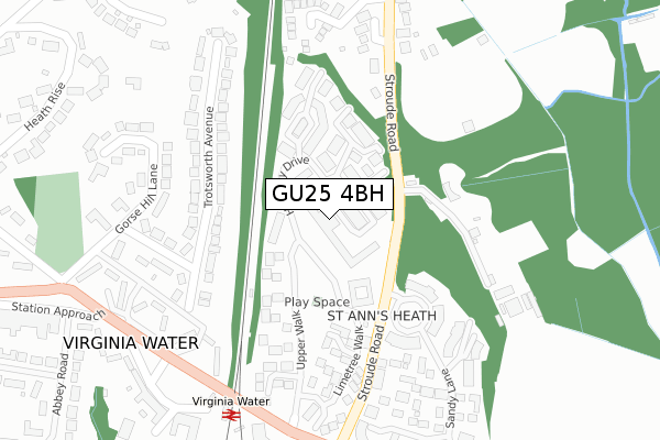 GU25 4BH map - large scale - OS Open Zoomstack (Ordnance Survey)