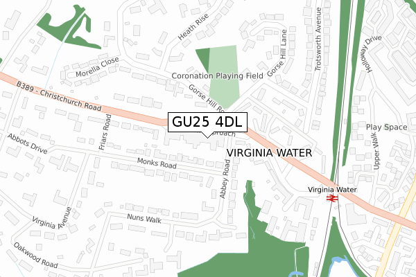 GU25 4DL map - large scale - OS Open Zoomstack (Ordnance Survey)