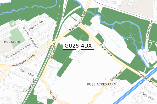 GU25 4DX map - large scale - OS Open Zoomstack (Ordnance Survey)