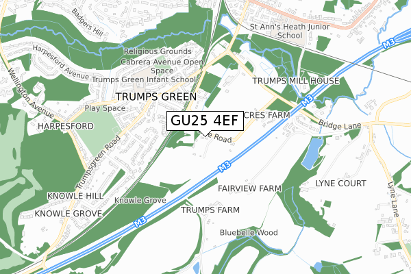 GU25 4EF map - small scale - OS Open Zoomstack (Ordnance Survey)