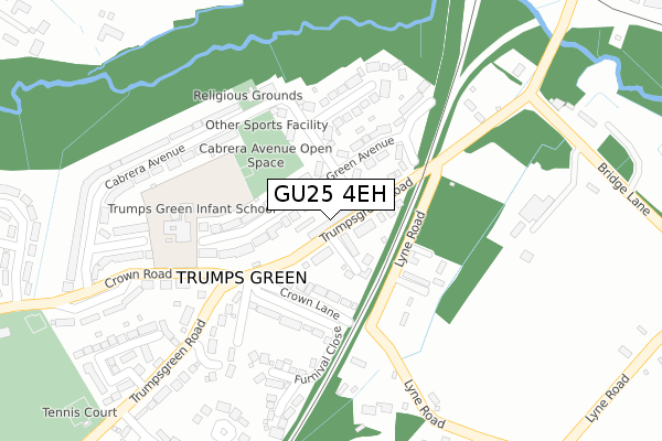 GU25 4EH map - large scale - OS Open Zoomstack (Ordnance Survey)