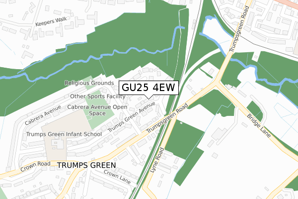 GU25 4EW map - large scale - OS Open Zoomstack (Ordnance Survey)