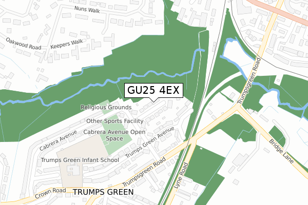 GU25 4EX map - large scale - OS Open Zoomstack (Ordnance Survey)