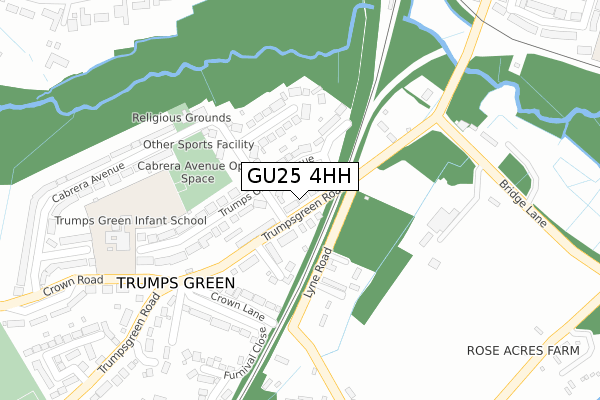 GU25 4HH map - large scale - OS Open Zoomstack (Ordnance Survey)