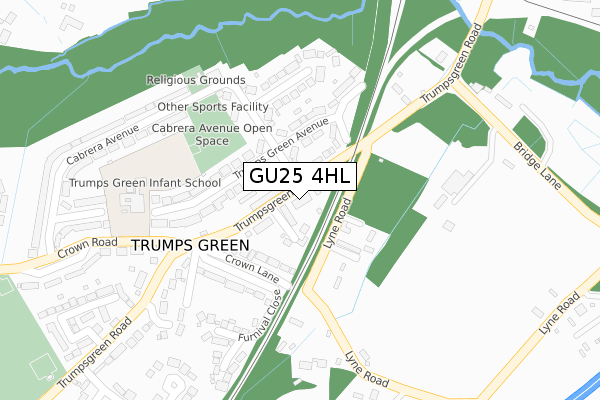 GU25 4HL map - large scale - OS Open Zoomstack (Ordnance Survey)