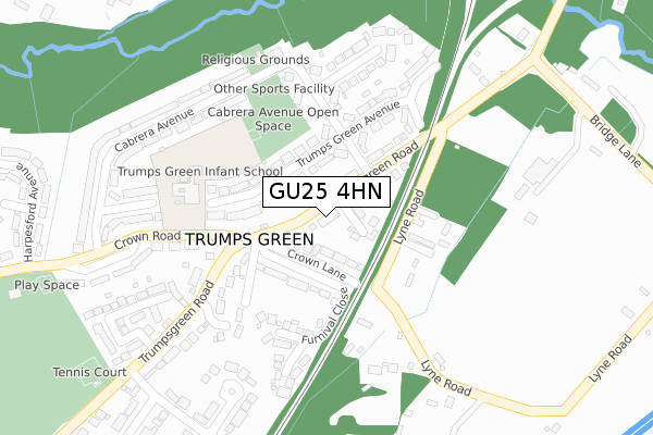 GU25 4HN map - large scale - OS Open Zoomstack (Ordnance Survey)