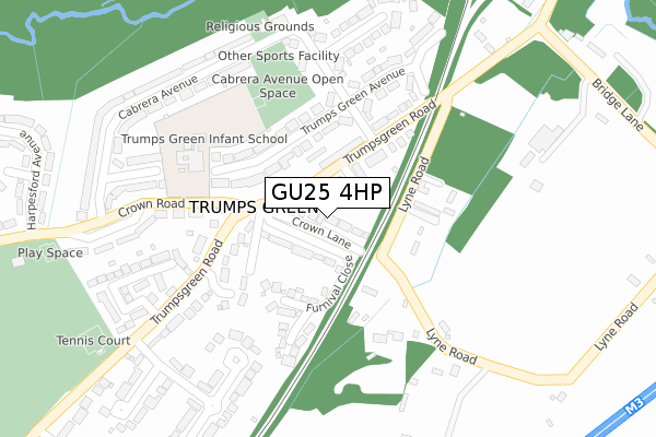 GU25 4HP map - large scale - OS Open Zoomstack (Ordnance Survey)