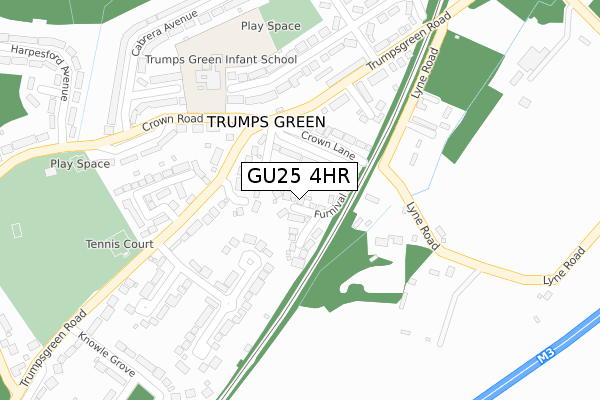 GU25 4HR map - large scale - OS Open Zoomstack (Ordnance Survey)