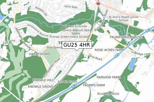 GU25 4HR map - small scale - OS Open Zoomstack (Ordnance Survey)