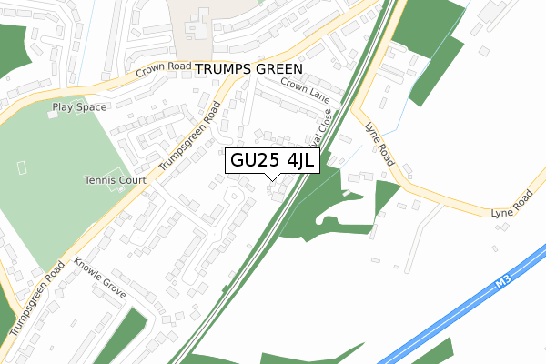 GU25 4JL map - large scale - OS Open Zoomstack (Ordnance Survey)