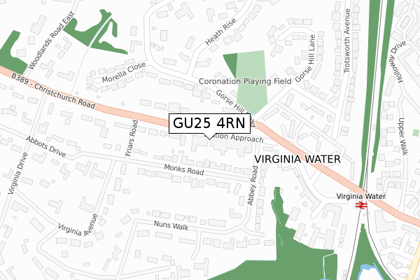 GU25 4RN map - large scale - OS Open Zoomstack (Ordnance Survey)