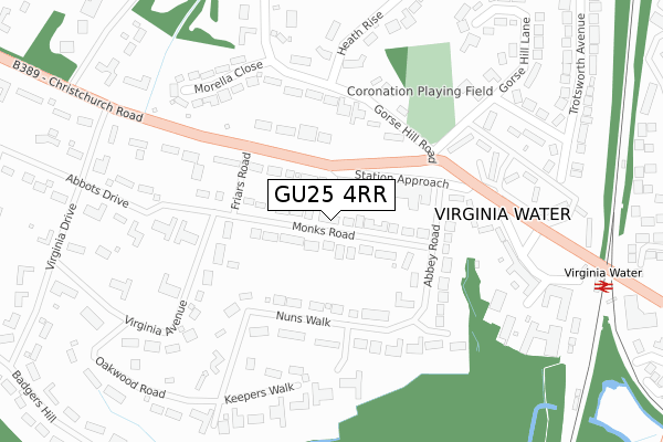 GU25 4RR map - large scale - OS Open Zoomstack (Ordnance Survey)