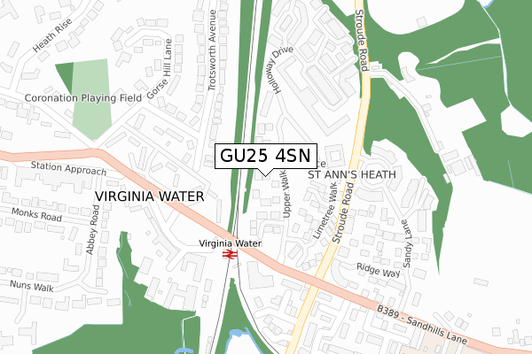 GU25 4SN map - large scale - OS Open Zoomstack (Ordnance Survey)