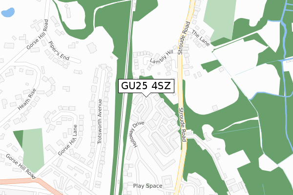 GU25 4SZ map - large scale - OS Open Zoomstack (Ordnance Survey)