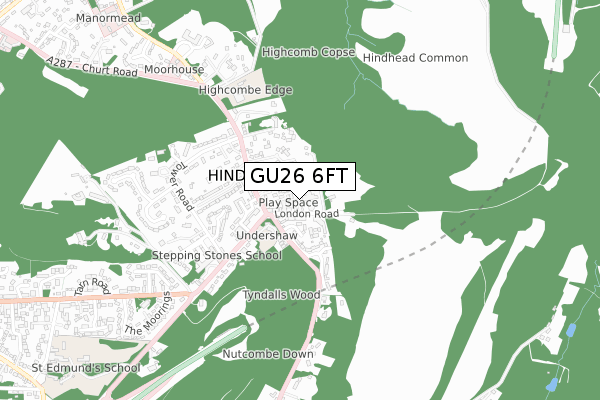 GU26 6FT map - small scale - OS Open Zoomstack (Ordnance Survey)