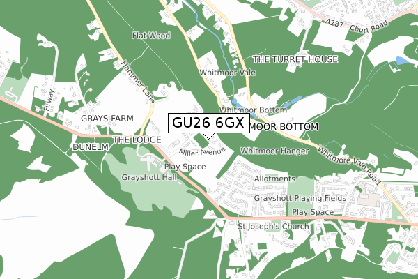 GU26 6GX map - small scale - OS Open Zoomstack (Ordnance Survey)