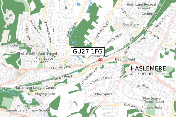 GU27 1FG map - small scale - OS Open Zoomstack (Ordnance Survey)