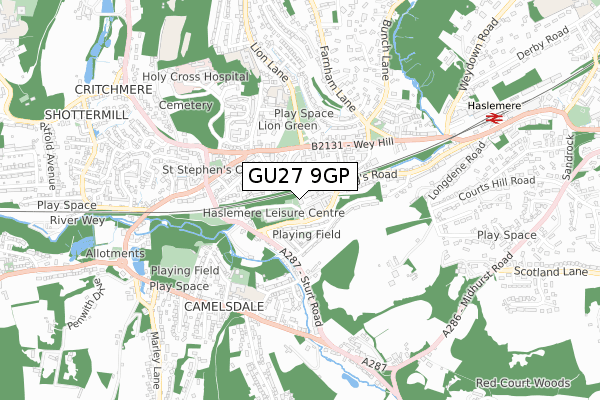 GU27 9GP map - small scale - OS Open Zoomstack (Ordnance Survey)