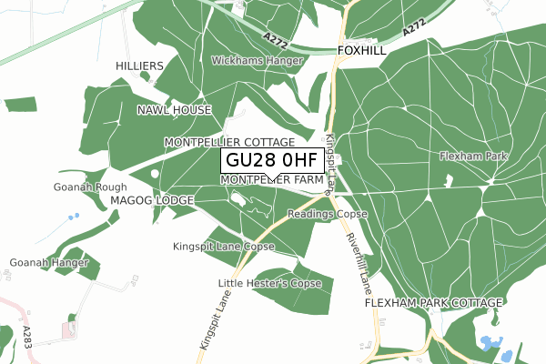 GU28 0HF map - small scale - OS Open Zoomstack (Ordnance Survey)