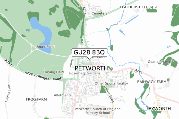 GU28 8BQ map - small scale - OS Open Zoomstack (Ordnance Survey)