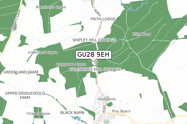 GU28 9EH map - small scale - OS Open Zoomstack (Ordnance Survey)