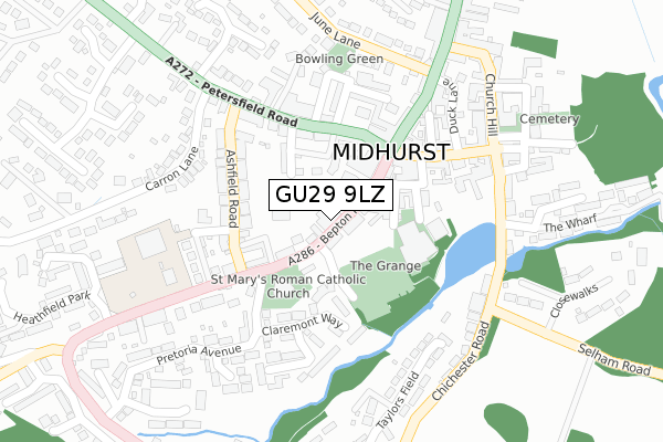 GU29 9LZ map - large scale - OS Open Zoomstack (Ordnance Survey)