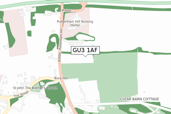 GU3 1AF map - large scale - OS Open Zoomstack (Ordnance Survey)