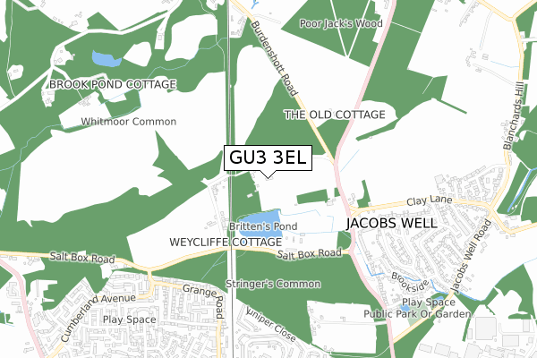 GU3 3EL map - small scale - OS Open Zoomstack (Ordnance Survey)