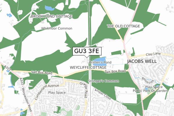 GU3 3FE map - small scale - OS Open Zoomstack (Ordnance Survey)