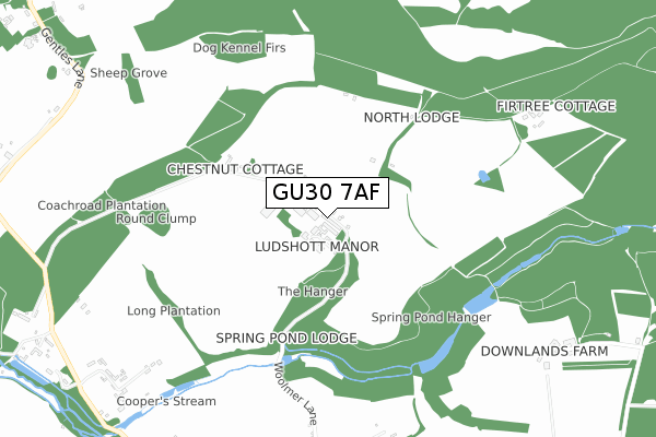 GU30 7AF map - small scale - OS Open Zoomstack (Ordnance Survey)