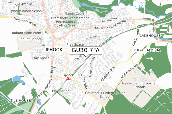 GU30 7FA map - small scale - OS Open Zoomstack (Ordnance Survey) GU30 7FA map - small scale - OS Open Zoomstack (Ordnance Survey)