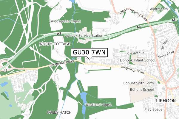 GU30 7WN map - small scale - OS Open Zoomstack (Ordnance Survey)