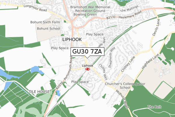 GU30 7ZA map - small scale - OS Open Zoomstack (Ordnance Survey)