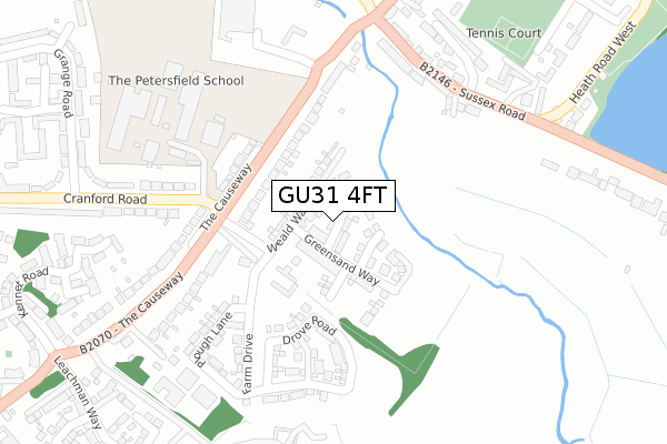 GU31 4FT map - large scale - OS Open Zoomstack (Ordnance Survey)