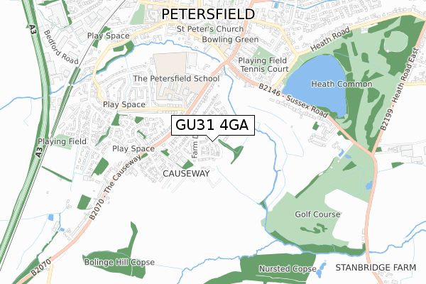 GU31 4GA map - small scale - OS Open Zoomstack (Ordnance Survey)