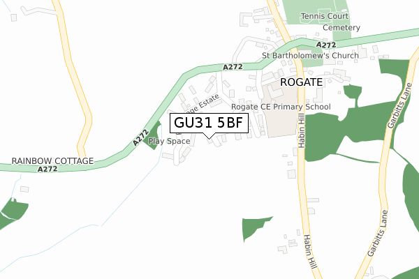 GU31 5BF map - large scale - OS Open Zoomstack (Ordnance Survey)