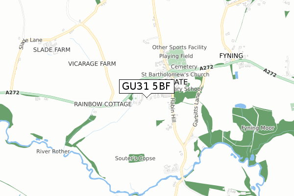 GU31 5BF map - small scale - OS Open Zoomstack (Ordnance Survey)