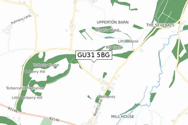 GU31 5BG map - small scale - OS Open Zoomstack (Ordnance Survey)