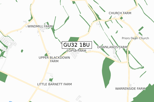 GU32 1BU map - small scale - OS Open Zoomstack (Ordnance Survey)