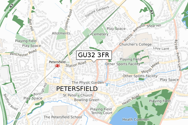 GU32 3FR map - small scale - OS Open Zoomstack (Ordnance Survey)