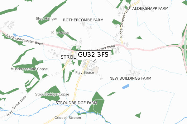 GU32 3FS map - small scale - OS Open Zoomstack (Ordnance Survey)