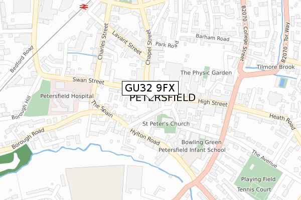 GU32 9FX map - large scale - OS Open Zoomstack (Ordnance Survey)