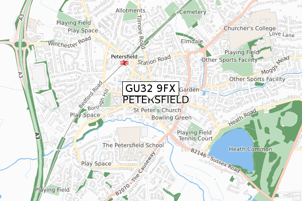 GU32 9FX map - small scale - OS Open Zoomstack (Ordnance Survey)