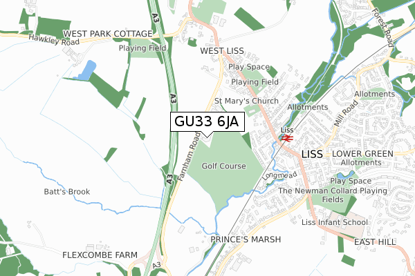 GU33 6JA map - small scale - OS Open Zoomstack (Ordnance Survey)