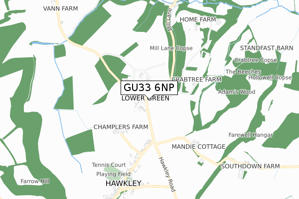 GU33 6NP map - small scale - OS Open Zoomstack (Ordnance Survey)