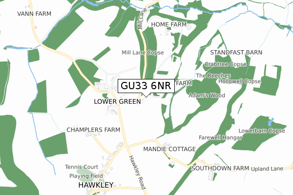 GU33 6NR map - small scale - OS Open Zoomstack (Ordnance Survey)