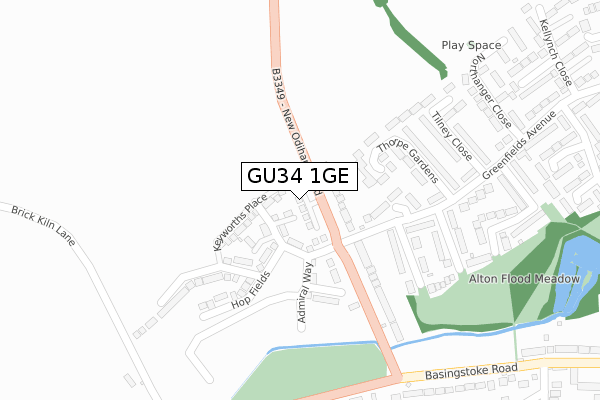 GU34 1GE map - large scale - OS Open Zoomstack (Ordnance Survey)