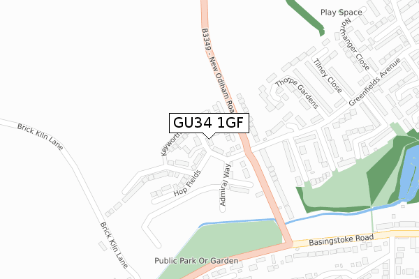 GU34 1GF map - large scale - OS Open Zoomstack (Ordnance Survey)