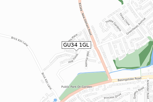 GU34 1GL map - large scale - OS Open Zoomstack (Ordnance Survey)